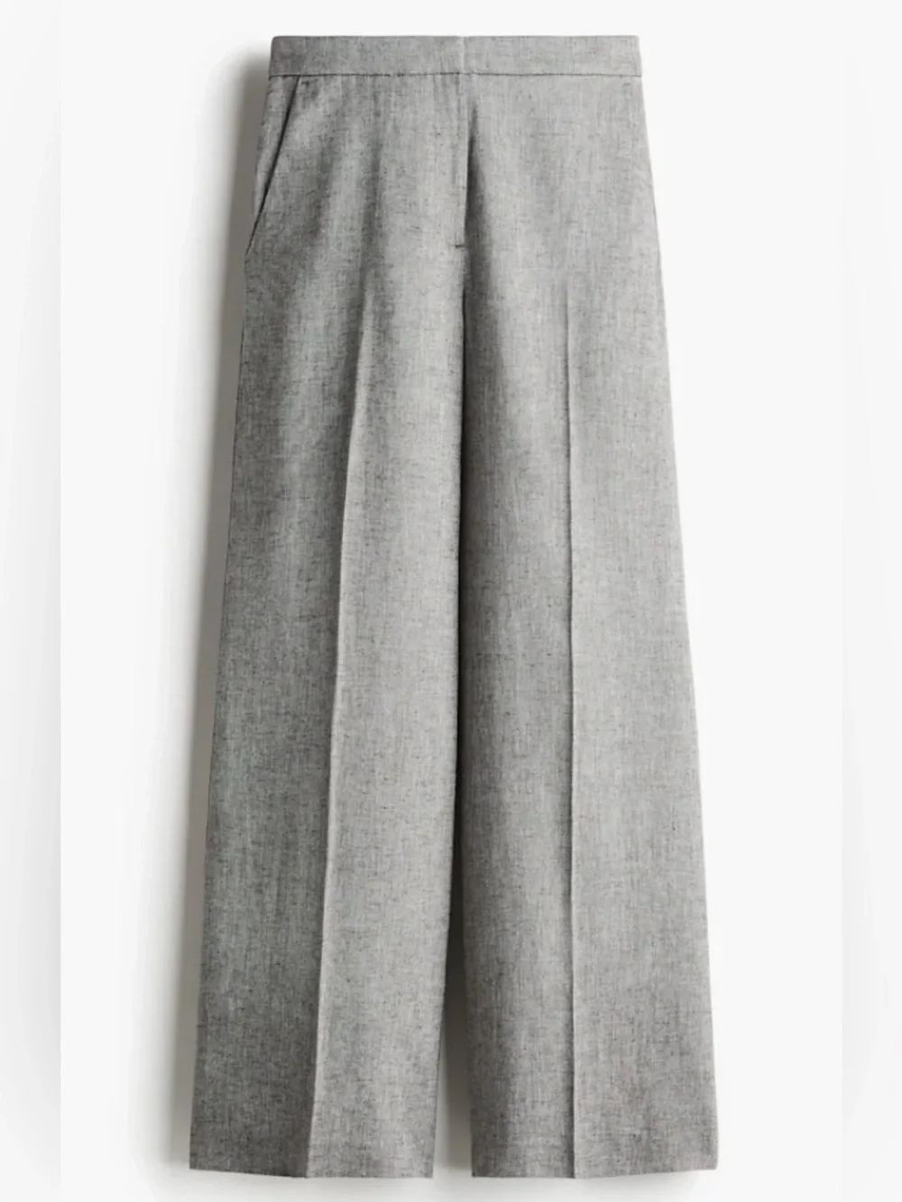 H&M Gray Wide-Leg Linen Blend Pants Size 6